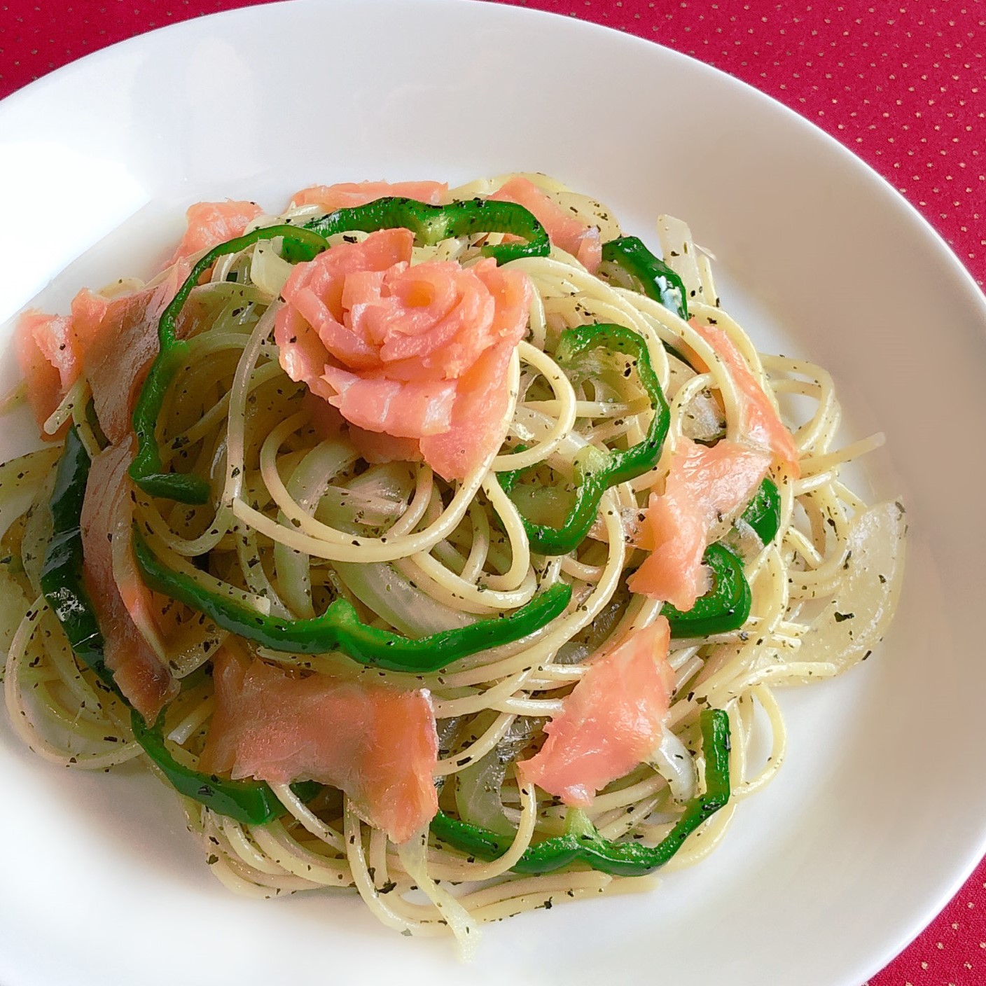 サーモンと緑茶のだし塩パスタ レシピ 日本緑茶センター