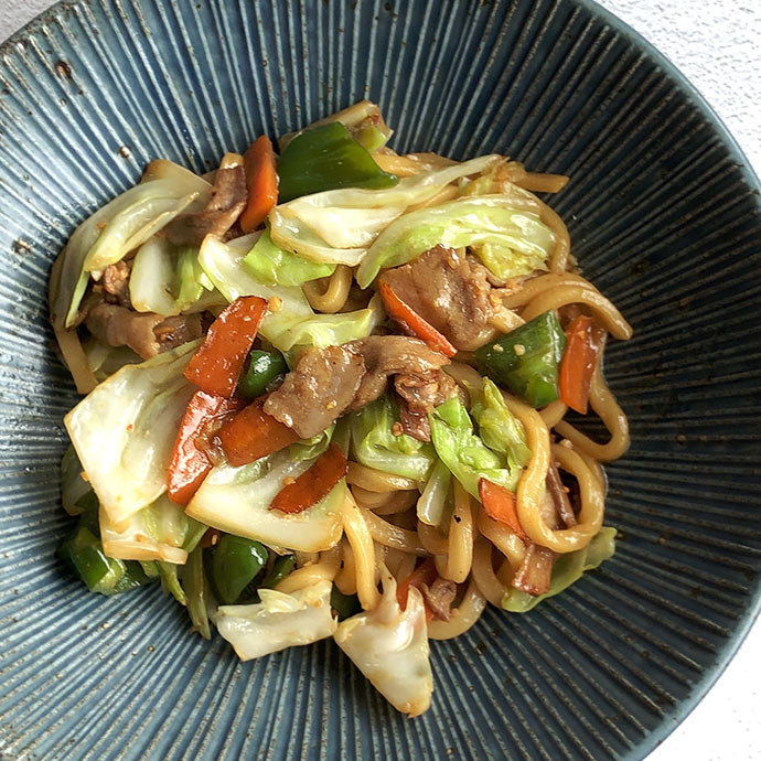 クレイジーガーリックのレシピ　焼きうどん